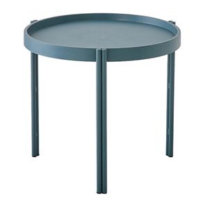 1 Mesa de Apoio Redonda Enjoy Rivatti 50 cm -Largura- Tampo em Polipropileno Azul e Base em Aco Azul